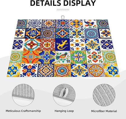 Mexican Tilt Dish Drying Mat For Kitchen Counter Absorbent Large Kitchen Fast Dry Pad Reusable Washable Protector Rack Large Mat 18 X 24