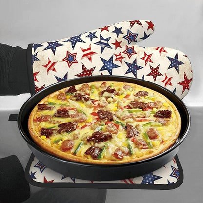 Patriotic Stars Oven Mitts - 4th of July Kitchen Mitts Pot Holders Sets of 2 Red White and Blue Hot Mitts Independence Memorial Day Hot Pads for Cooking Baking Grilling - Image 7