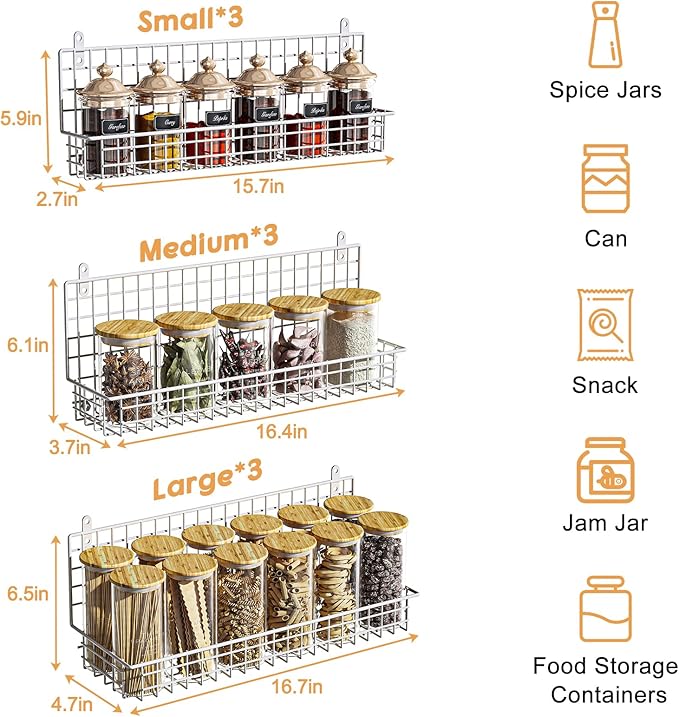 JKsmart 9-Tier Spice Rack Organizer with Door Hook, Wall Mount, and Extra Large Capacity for Pantry – Stylish White Design for Effortless Organization, Ultimate Kitchen Storage Solution - Image 7