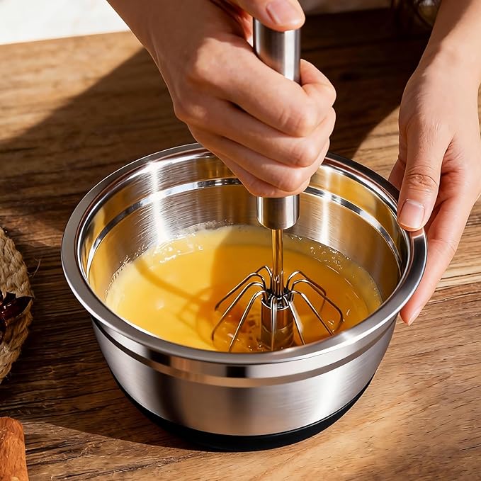 Stainless Steel Mixing Bowls Set with Lids & Silicone Base - 7-Piece Kitchen Gadgets Includes Colander, Grater, Egg Separator, Whisk - Nesting Bowls (1.5, 2, 2.5, 4.5 QT), Dishwasher Safe, Black - Image 4