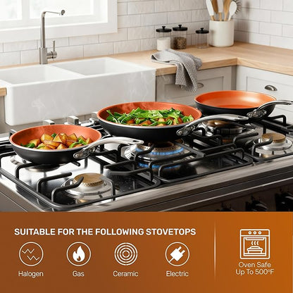 GOTHAM STEEL 15 Pc Ceramic Cookware Set, Ceramic Pots and Pans Set Non Stick with Cooking Utensils and Steamer, Non Toxic PFOA PFOS Free, Premium Stay Cool Handles, Oven & Dishwasher Safe - Image 7