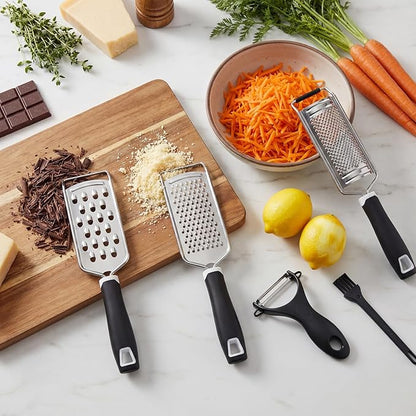 5 Pcs Zester Grater Set Cheese Grater with Stainless Steel Blade for Kitchen Tool for Parmesan Cheese, Ginger, Garlic, Nutmeg, Chocolate, Vegetables, Fruits Dishwasher Safe
