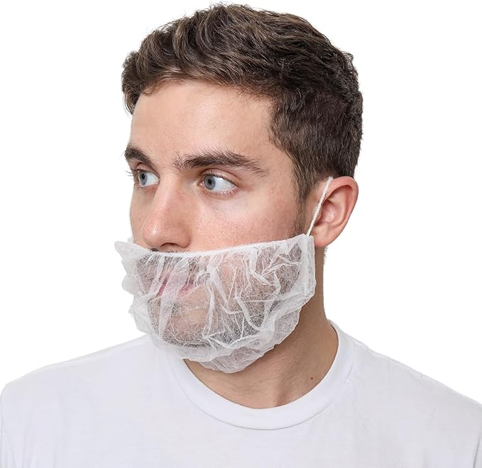 Beard Nets, Disposable Beard Covers, Beard Net for Food Service, Cooking, Cleaning, 18" and 21"