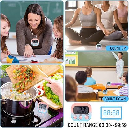 Weewooday 24 Pcs Digital Kitchen Timer Magnetic Timer Bulk On/Off Switch Minute Second Count up Countdown Loud Alarm for Exercise Cook Baking (Gradient Color) - Image 6