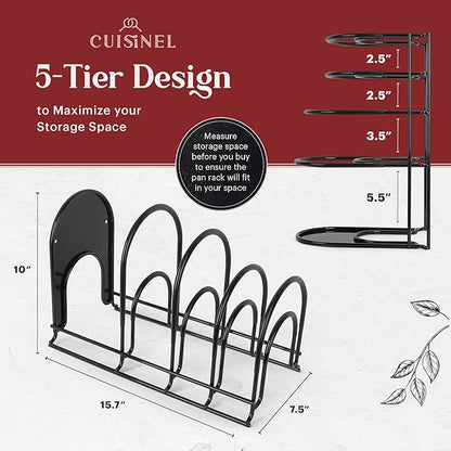 Cuisinel Pots and Pans Organizer - 15" Heavy Duty Skillet Rack - 2 Pack - Kitchen Counter/Cabinet Organization Storage - Holder for Cookie Sheet, Cutting Board, Cast Iron Cookware, Dish, Lid Stand - Image 5