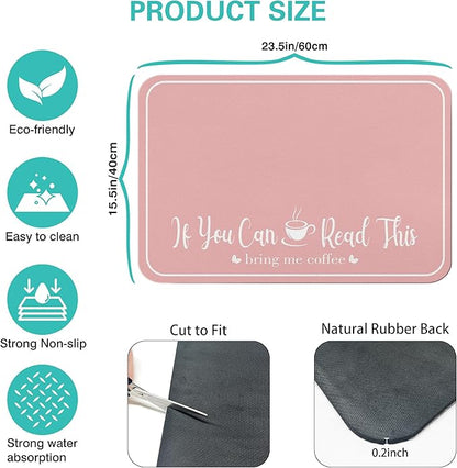 Coffee Bar Mat for Countertops 23inx15in,Absorbent Hide Stain Anti-Slip Cafe Bar Accessories Fit Under Coffee Machine Mat,dish drying mats for kitchen