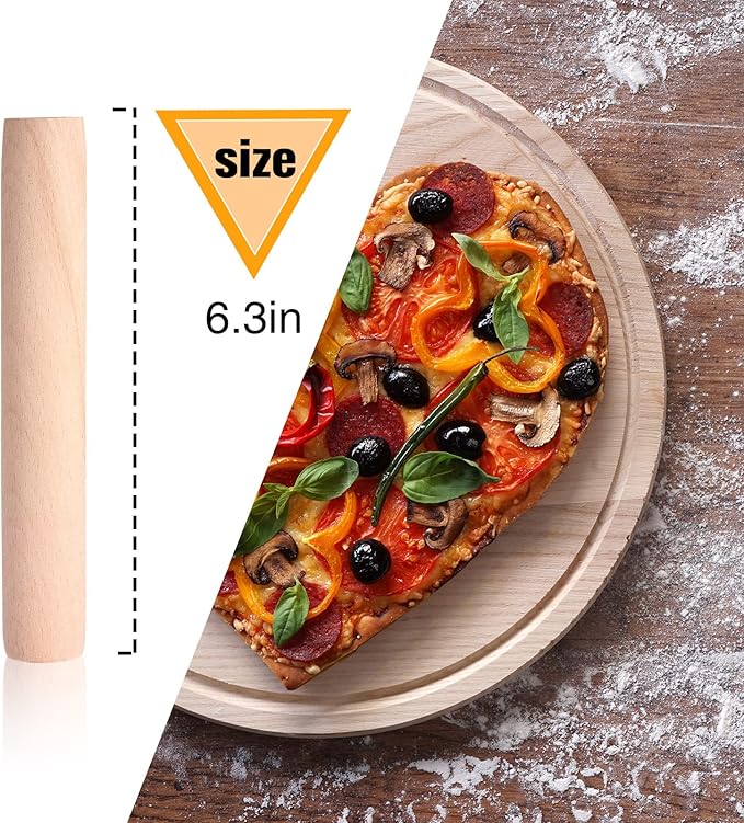 Patelai 10 Pieces Small Wooden Rolling Pin, Dumpling Dough Roller Wooden Mini Rolling Pins Kitchen Utensil Tool for Fondant, Pasta, Bread, Pastry, Cookies, Pizza, Pie, Cylinder Style, 6.3 Inch - Image 3