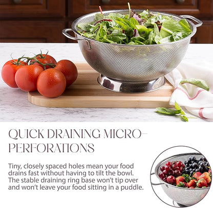 Bellemain Micro-perforated Stainless Steel Colander-Dishwasher Safe (3 QT and 5 QT) - Image 2