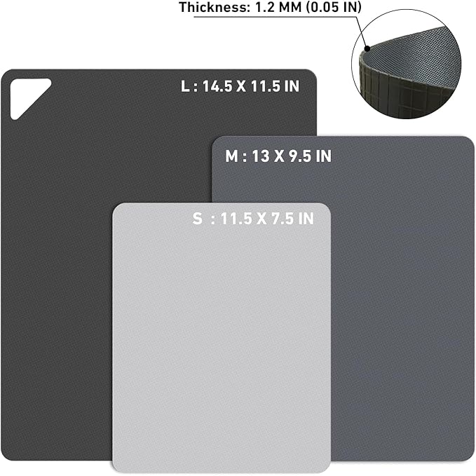 WK Flexible Plastic Cutting Boards for Kitchen, 6 Pieces Cutting Board Mats, Thin Cutting Board Sheets, Dishwasher Safe, BPA Free, Multi Sizes Set of 6 - Image 4
