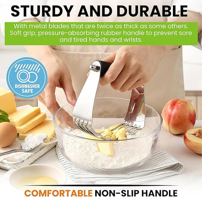 Spring Chef Large Dough Blender & Biscuit Cutter Set, Heavy Duty Stainless Steel Professional Pastry Cutter, Soft Grip, Black - Image 7