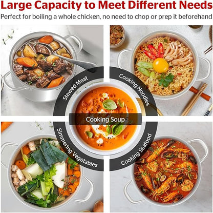 SUNHOUSE Stainless Steel Stock Pot - 16 Quart Heavy-Duty Induction Cooking Pot with Visible Lid for Pasta, Soup, Spaghetti - Nonstick Thick-Bottom Deep Stockpot for Canning, Boiling, and Simmering - Image 5