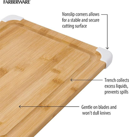 Farberware Nonslip Bamboo Cutting Board with Juice Groove,11x14 Inch,White,(Pack of 6) - Image 4