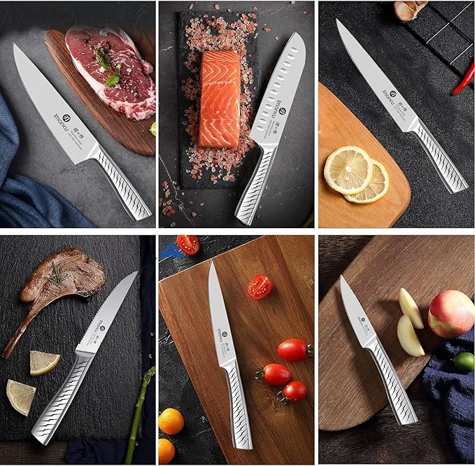 imarku® Knife Set,14-Piece Knife Sets for kitchen with block,Premium One-Piece Kitchen Knife Set with Sharpener,High Carbon Stainless Steel Knives Set for Kitchen,Dishwasher Safe,Black - Image 6