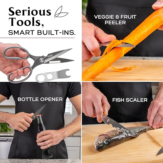 Premium Kitchen Scissors by Gidli – Lifetime Replacement Warranty* - Heavy Duty Kitchen Shears for Food – All-Purpose Stainless Steel Scissors – Dishwasher Safe, Comes Apart for Easy Cleaning - Image 3