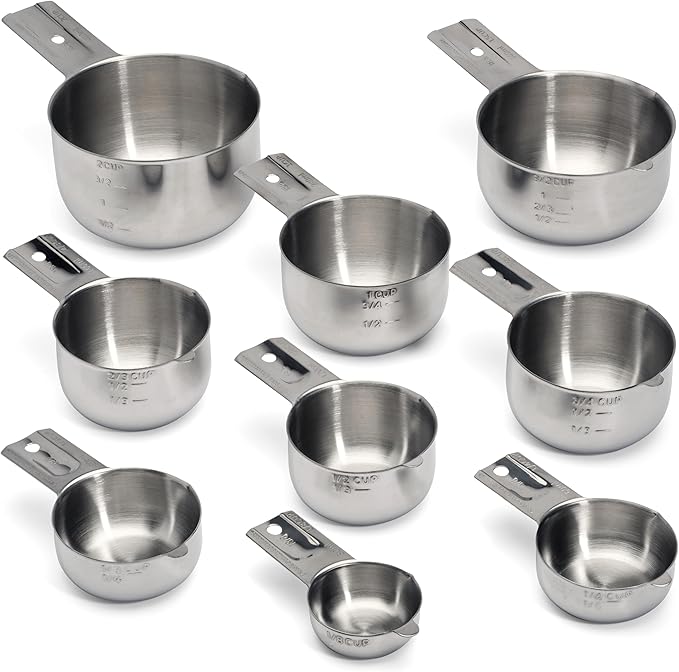 Hudson Essentials Stainless Steel Measuring Cups Set - (9 Piece Set) - Stackable Set with Spout - Includes 2 Cup and 1.5 Cup - Image 2
