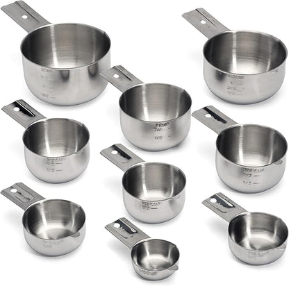 Hudson Essentials Stainless Steel Measuring Cups Set - (9 Piece Set) - Stackable Set with Spout - Includes 2 Cup and 1.5 Cup - Image 2