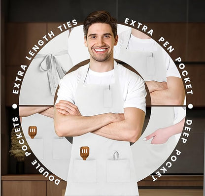 Avalon Kitchen Aprons for Men - 100% Polyester Chef Apron Women with Extra Long Ties - Cooking Aprons for Women & Mens Apron - Image 4