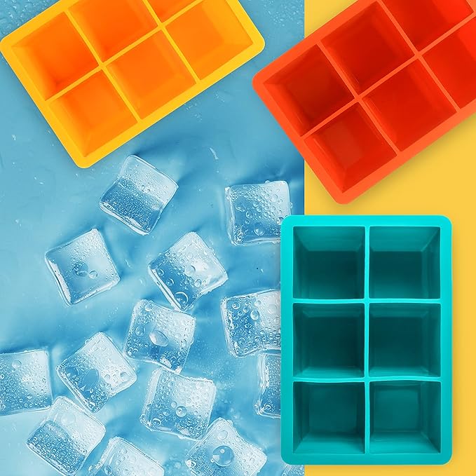Excnorm Silicone Ice Cube Trays 3 Pack - Large Size Silicone Ice Cube Molds with Leak Proof Removable Lid Square Ice Cube Tray And BPA Free for Cocktail,Whiskey, Stackable Flexible Ice - Image 6