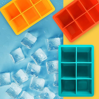Excnorm Silicone Ice Cube Trays 3 Pack - Large Size Silicone Ice Cube Molds with Leak Proof Removable Lid Square Ice Cube Tray And BPA Free for Cocktail,Whiskey, Stackable Flexible Ice - Image 6