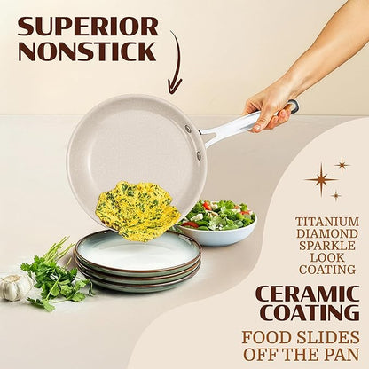 Granitestone Ceraluxe 20 Pc Ceramic Cookware Set Nonstick, Complete Pots and Pans Set Non Stick with 5 Pc Bakeware Set, Deep Frying Pan Set, & Steamer, Non Toxic PFOA Free, Oven & Dishwasher Safe - Image 5