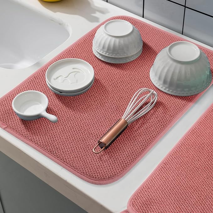 GeeRic Microfiber Dish Drying Mat, Super Absorbent Kitchen Dish Drying Pad, Reversible for Countertop, 12*16 inch Red - Image 6
