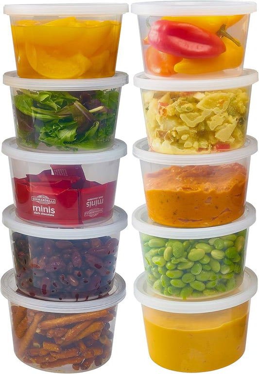 DuraHome - Deli Containers with Lids Leakproof - 40 Pack BPA-Free Plastic Microwaveable Clear Food Storage Container Premium Heavy-Duty Quality, Freezer & Dishwasher Safe (16 oz.) by DuraHome