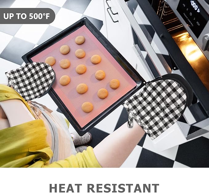 1 Pair Short Oven Mitts - Silicone Kitchen Oven Gloves High Heat Resistant 500℉, Mini Oven Mits with Non-Slip Grip Surfaces and Hanging Loop for BBQ, Baking, Cooking and Grilling - Image 2