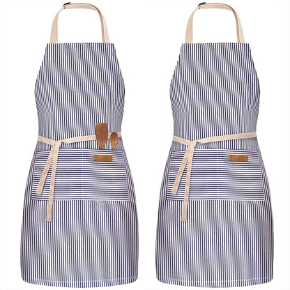 BeLuyi 2 Pack Adjustable Bib Apron with 2 Pockets Chef Cooking Kitchen Restaurant Aprons for Women Men by BELUYI