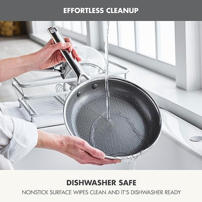 GreenPan Hybrid 12” Nonstick Stainless Steel Frying Pan with Lid, APEX Tri-Ply Thermobond PFAS-Free Ceramic Skillet, Induction & All Cooktop Compatible, Oven Temp to 850°F, Dishwasher Safe, Silver