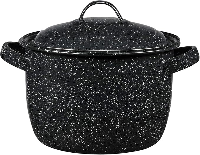 Granite Ware 4-Quart Bean Pot - Porcelain Enamel on Steel, Lightweight & Durable, Ideal for Baked Beans, Stews, Soups - Non-Stick, Chip-Resistant, Even Heat Distribution (Speckled Black) by GraniteWare