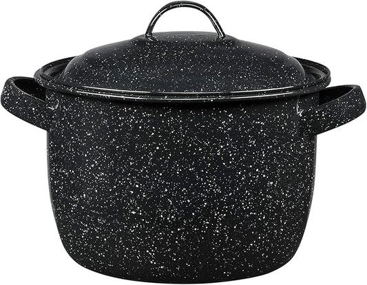 Granite Ware 4-Quart Bean Pot - Porcelain Enamel on Steel, Lightweight & Durable, Ideal for Baked Beans, Stews, Soups - Non-Stick, Chip-Resistant, Even Heat Distribution (Speckled Black) by GraniteWare