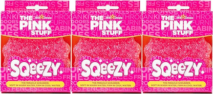 Stardrops – The Pink Stuff – SQeeZY Miracle Scrubber Sponge, Scratch Free Solution for Ultimate Home Cleaning - Perfect for Kitchens, Bathrooms, and Outdoor Use, 3-Pack