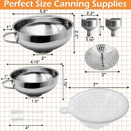6 Pack Stainless Steel Canning Funnel for Filling Mason Jar with Mesh Strainer, Wide & Narrow Mouth Funnels for Kitchen Use, Filling Bottles & Dry Ingredients, Kitchen Gadgets Canning Supplies Kit - Image 7