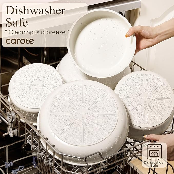 CAROTE 33pcs Pots and Pans Non Stick, Cookware Sets Detachable Handle, Induction Kitchen Pots and Pans, NonStick Cooking Set, Oven/Dishwasher/Fridge Safe, Space Saving - Image 8