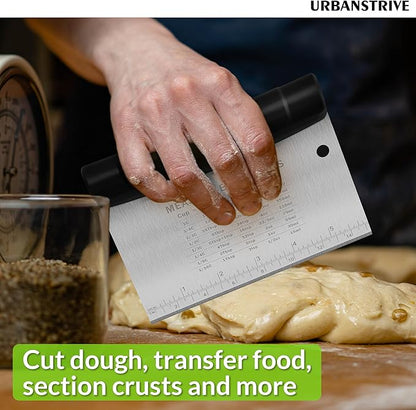 Urbanstrive Bench Scraper for Baking, Stainless Steel Dough Cutter and Scraper Tool Kitchen, Kitchen Scraper Food Scraper Tool Pizza Cutter Food Chopper, Multi-Purpose Kitchen Gadgets, Black - Image 3