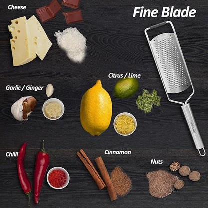 Professional Zester Grater Fine for Hard Cheese, Citrus Fruits, Garlic, Chili, Cinnamon and Nutmeg, Kitchen grater with Razor-Sharp Stainless Steel Blade (Fine) - Image 2