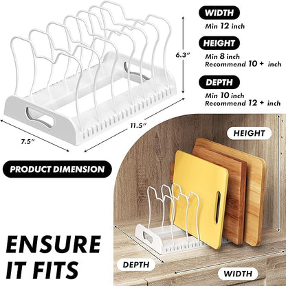 Simple Houseware 7 Compartments Adjustable Pan Organizer, White - Image 2