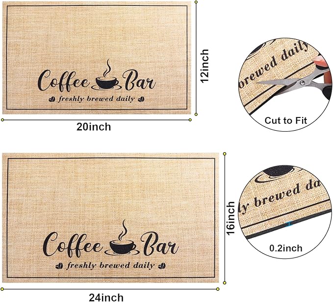 CooRug Absorbent Coffee Mat, Fashion Dish Drying Mat for Kitchen Counter Coffee Bar Accessories Espresso Machine Dish Rack 12" x 20" Beige - Image 6