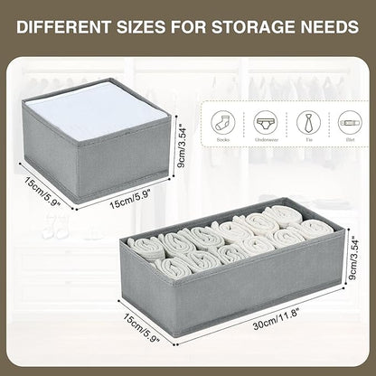 DIMJ Drawer Organizer Clothes Set of 8, Foldable Closet Drawer Organizer, Underwear Drawer Box, Fabric Drawer Dividers for Baby Clothes, Socks, Belt, Tie (Grey) - Image 6