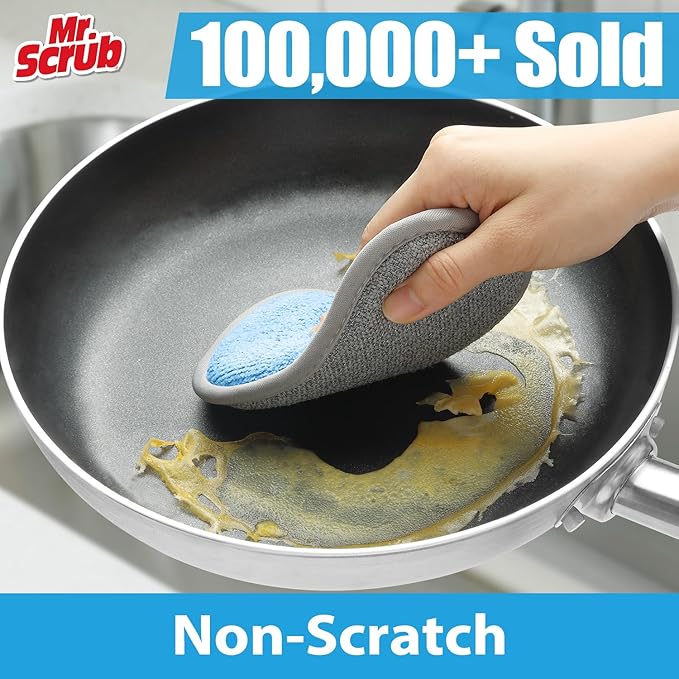 Sponges Kitchen Dish Sponge for Washing Dishes Cleaning Kitchen, All-Purpose, 3 Pack, Non Scratch, Rough Scrubbers Side for Non-Stick Cookware, Soft Microfiber Scrub Side for Dishes, Mr. Scrub - Image 2