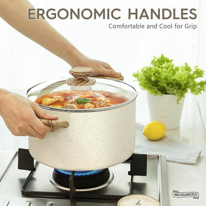 MICHELANGELO 6 Quart Stock Pot with Lid - Non Stick Cooking Pot for All Stovetops, Easy to Clean Soup Pot with Cool-Touch Handles, PFOA & PFOS Free - Image 4