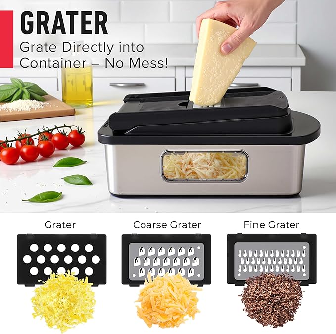 Mueller Pro-Series 10-in-1, 8 Blade Stainless Steel Multi Vegetable Chopper And Mandoline Slicer, Kitchen Tools and Gadgets, Food and Veggie Chopper, Mincer, Dicer, French Fry Cutter, Black - Image 5