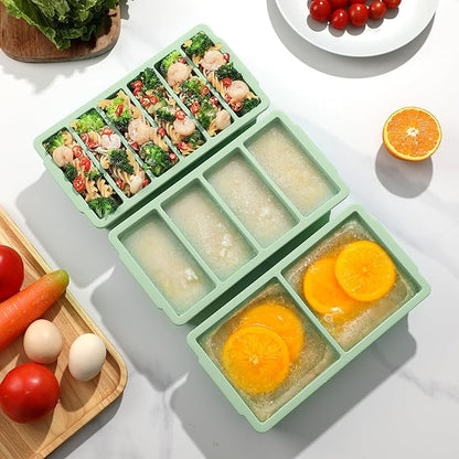 Doasuwish 3-Pack Silicone Freezer Trays with Lid,2 Large 2-Cup(500ml)&4 Medium 1-Cup(250ml)&6 Small 1/2-Cup(125ml) Soup Freezer Container Molds,Ice Cube Tray For Meal Prep&Freezing Soup,Stews,Sauces