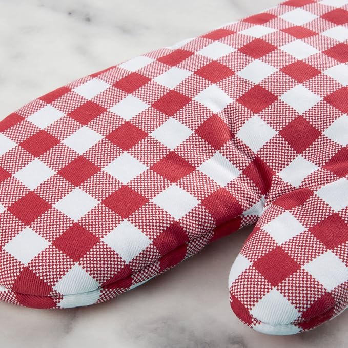 KitchenAid Gingham Oven Mitt 2-Pack Set, Passion Red, 7"x13" - Image 4