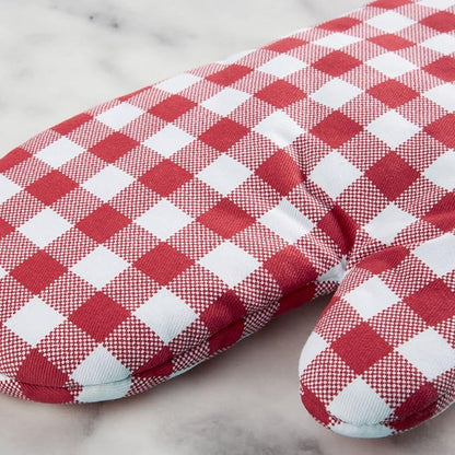 KitchenAid Gingham Oven Mitt 2-Pack Set, Passion Red, 7"x13" - Image 4