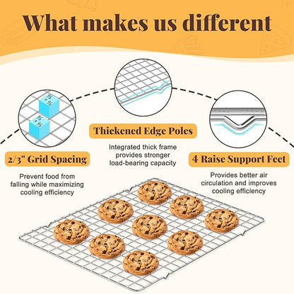 Cooling Racks for Cooking and Baking - 2 PCS 10" x 15" Grid Wire Baking Rack for Oven Cooking, Baking, Grilling, Roasting - Dishwasher Safe Bacon Rack - Fits Jelly Roll Cookie Sheet Pan - Image 3