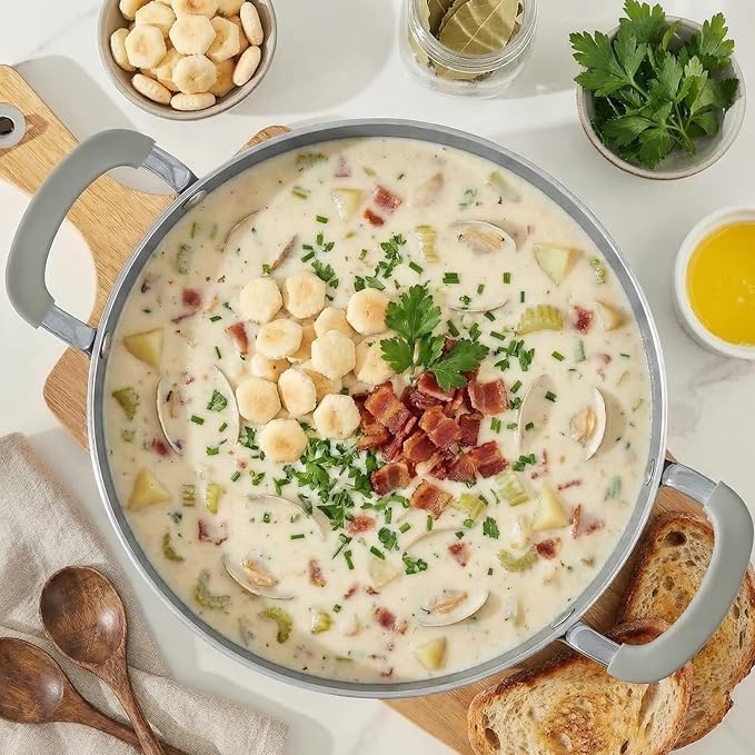 10 Quart Nonstick Stock Pot with Lid - BEZIA Ceramic Large Soup Pot, Big Pot with Silicone Handles, Easy Cleanup, Compatible with All Cooktops, Perfect for Roasts, Large Batches & Holiday Cooking - Image 8