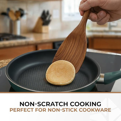 Wooden Spoons for Cooking – 10 Pcs Premium Teak Wooden Utensil Set with Hooks - Durable, Nonstick Safe, Easy to Clean & Heat Resistant with Ergonomic Handles - Image 5