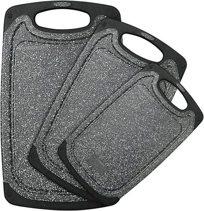 Plastic Cutting Board, 3 Pieces Dishwasher Safe Cutting Boards with Juice Grooves, Easy Grip Handle, Non-Slip, with Grinding Area for Grinding Garlic and Ginger（Dark Grey, XL） by Viretang