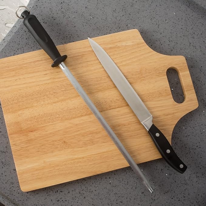 Professional Carbon Steel Black Knife Sharpening Steel, Black 12 Inch - Image 9